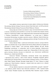 LIST DR. LESZKA BARGA NA JUBILEUSZ TOWARZYSTWA